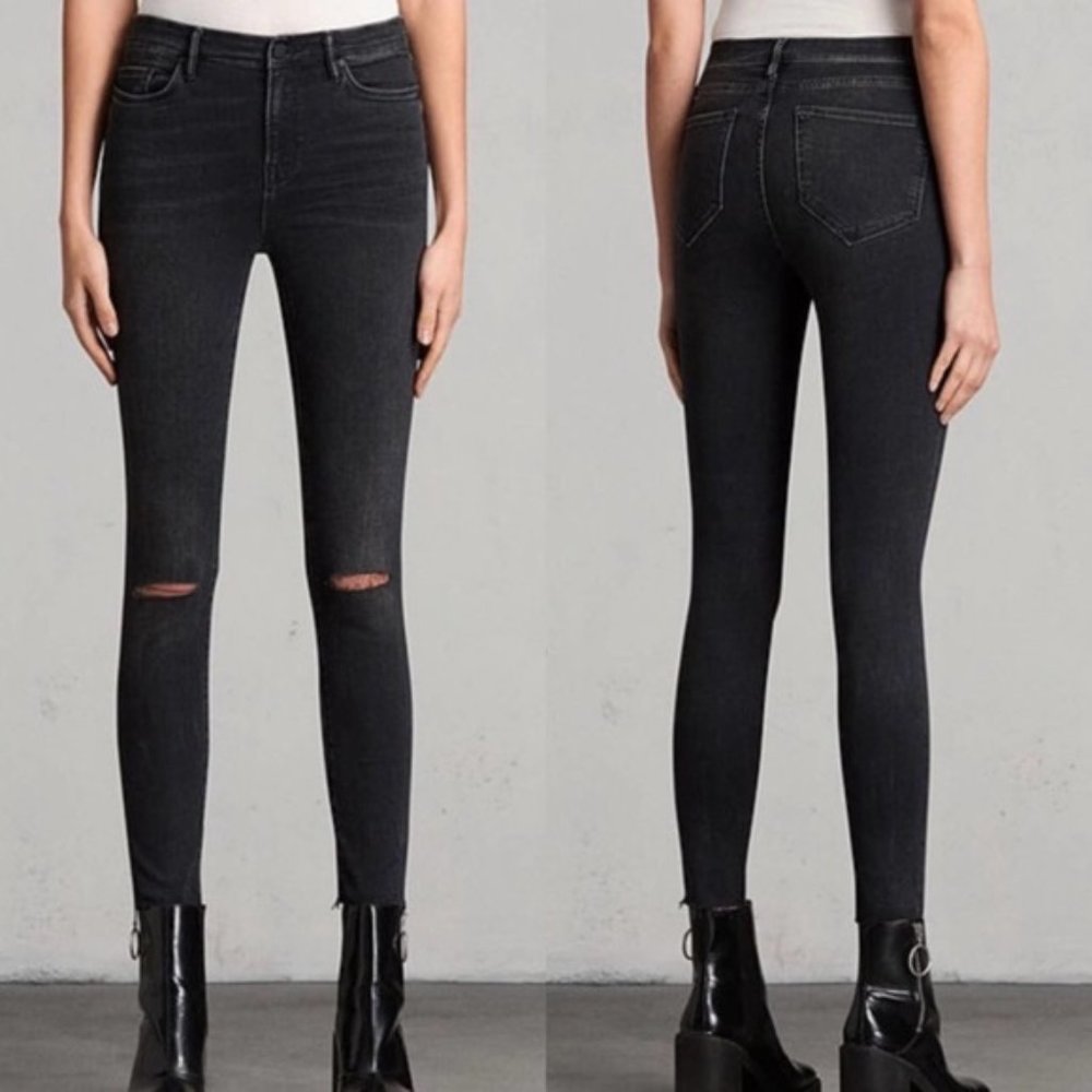 ALL SAINTS Grace High-Rise Black Skinny Jeans
